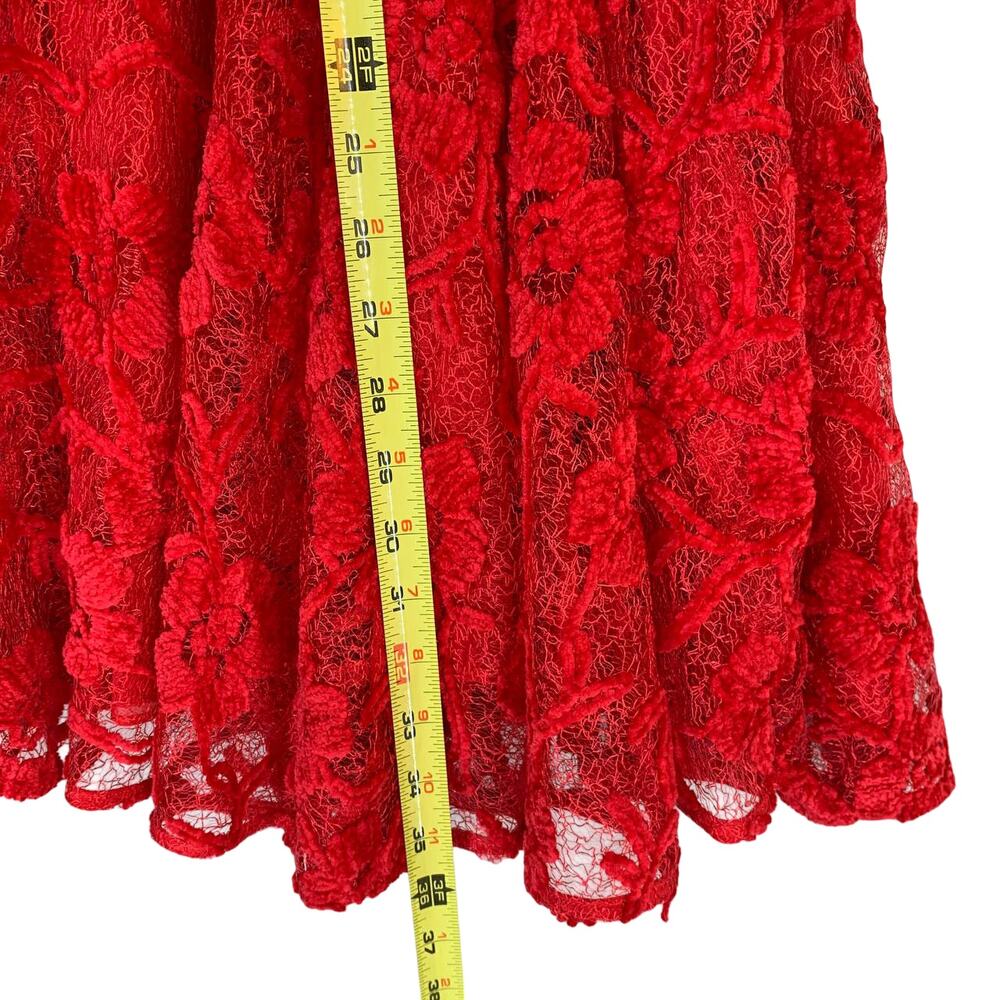 Free People Le Fleur Floral Lace Mini Dress Size S Red Boho Romantic - Picture 6 of 9